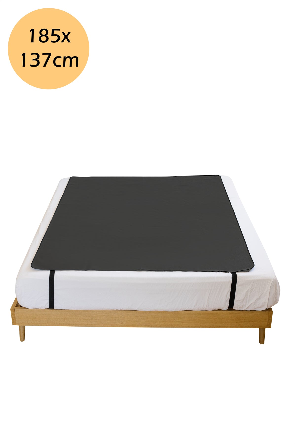 Earthle earthing sleeping mat over a double mattress, 185 x 137 cm