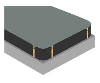 Illustration of a mattress with four sheet straps under the corners of the sheet